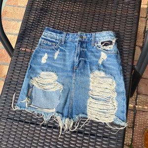 Carmar Ripped Jean Skirt